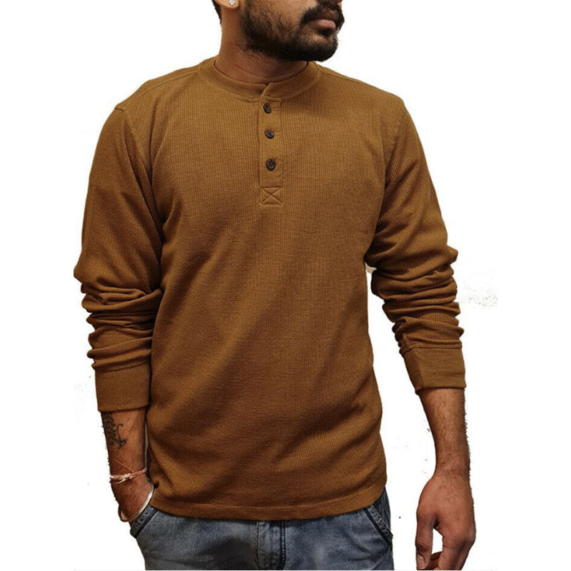 Einfarbiges T-Shirt Unterhemd Langarmpolo