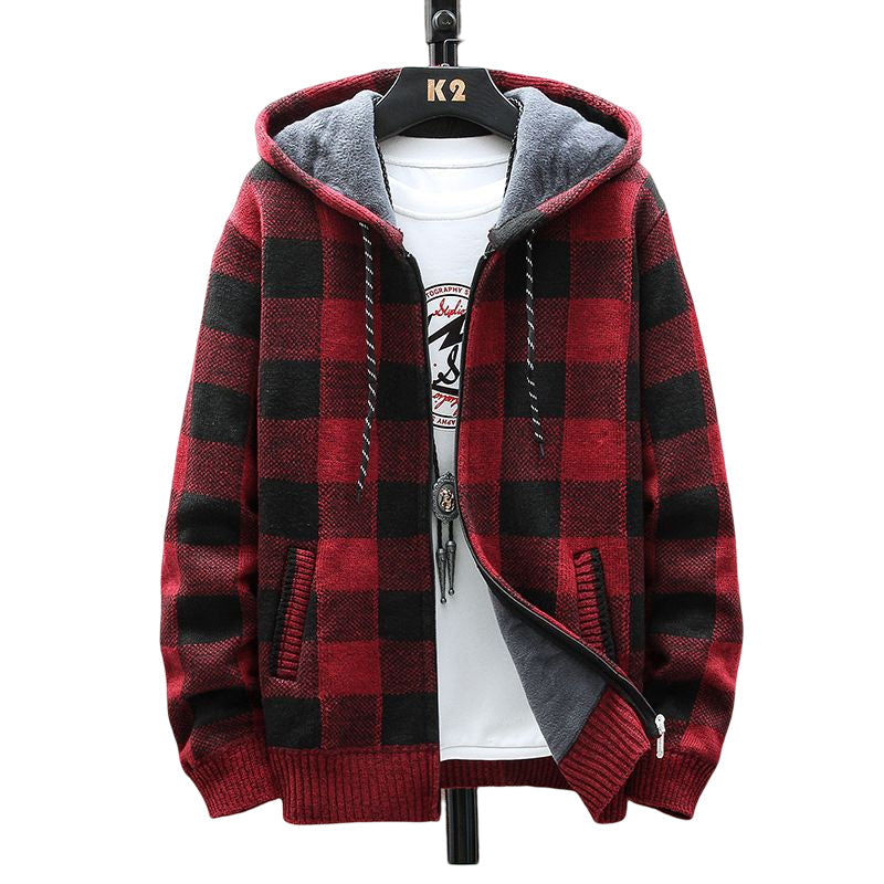 Kapuzenjacke mit Karodruck