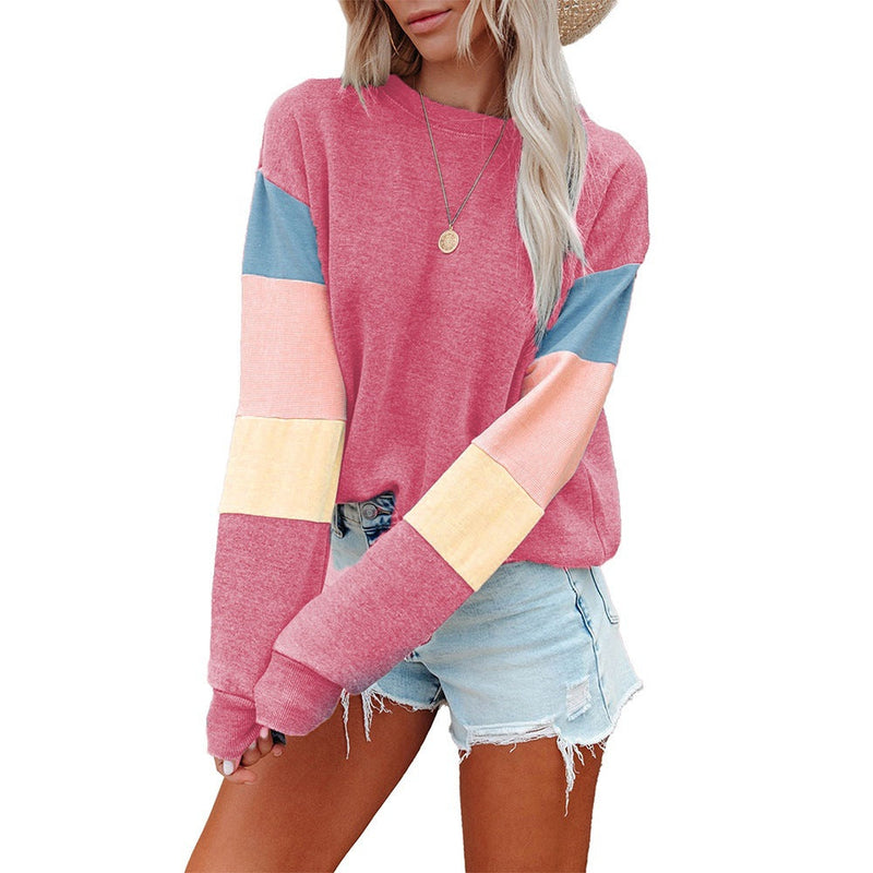 Kontrast-Sweatshirt mit Rundhalsausschnitt