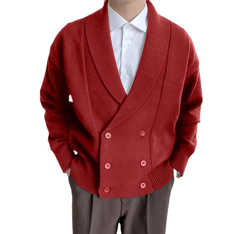 Vollfarbige geknöpfte Strickjacke