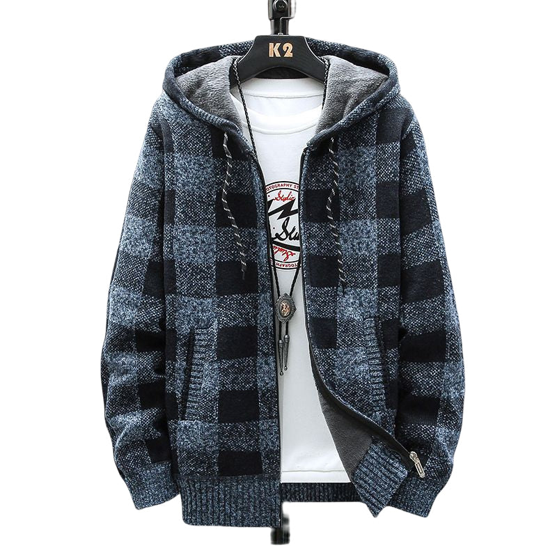 Kapuzenjacke mit Karodruck