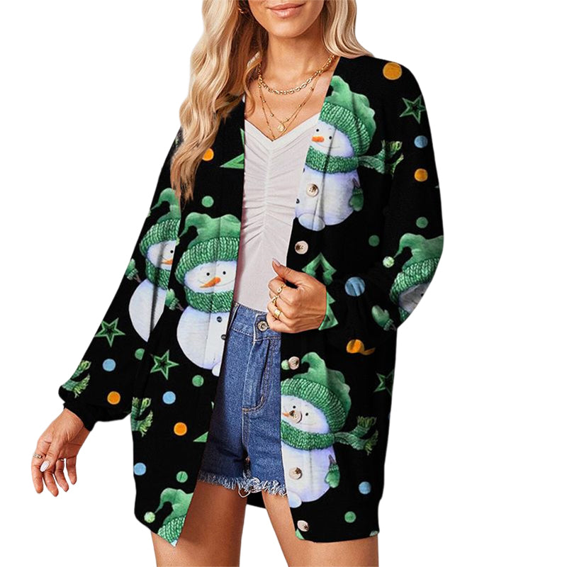 Weihnachten Knopf-Cardigan-Jacke