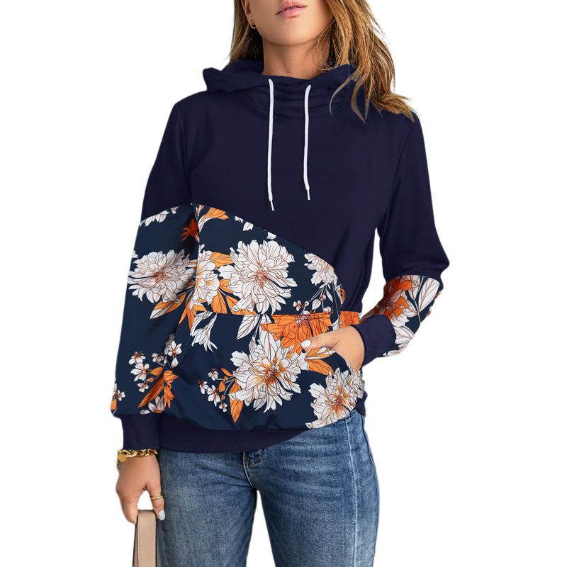 Langarmiges Sweatshirt mit Kapuze und hohem Ausschnitt