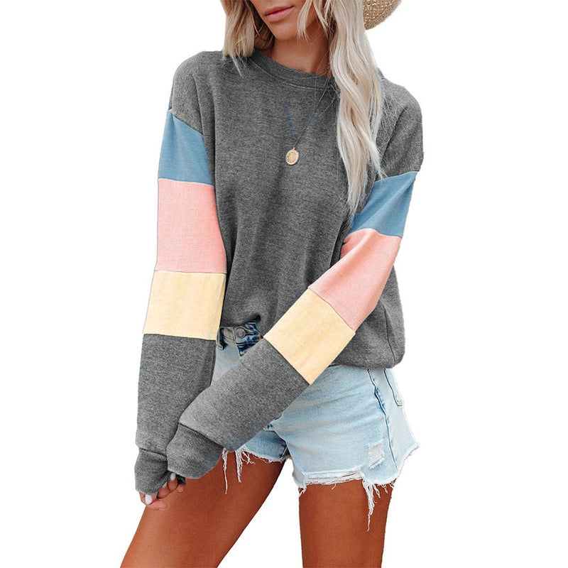 Kontrast-Sweatshirt mit Rundhalsausschnitt