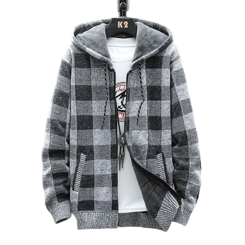 Kapuzenjacke mit Karodruck