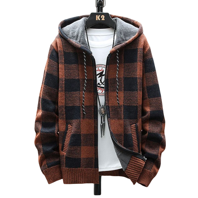 Kapuzenjacke mit Karodruck