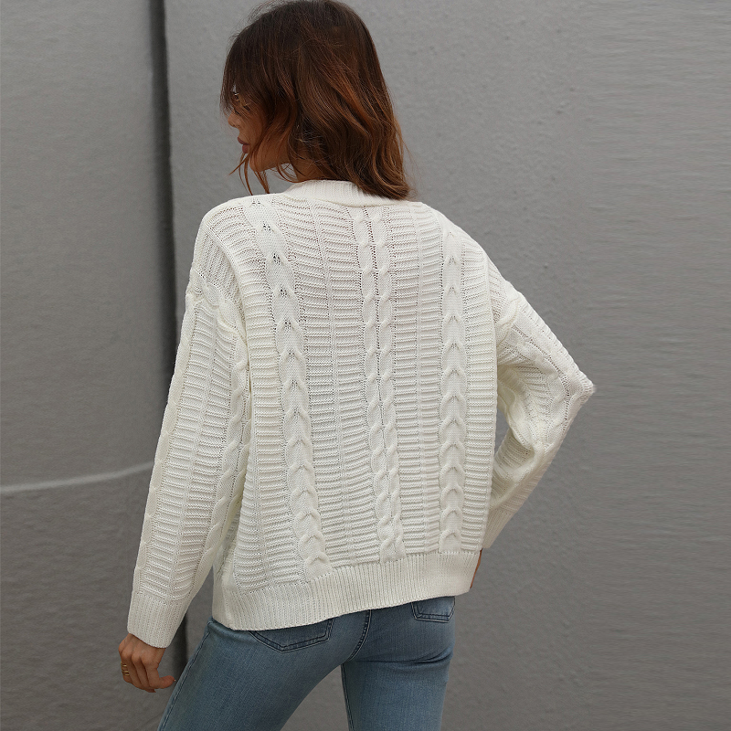 Einfarbige Strickjacke mit Knopf
