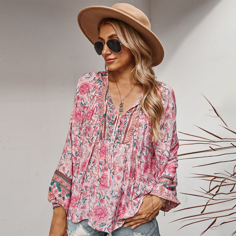 Romantic Holiday Print Shirt