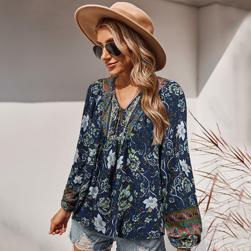 Romantic Holiday Print Shirt