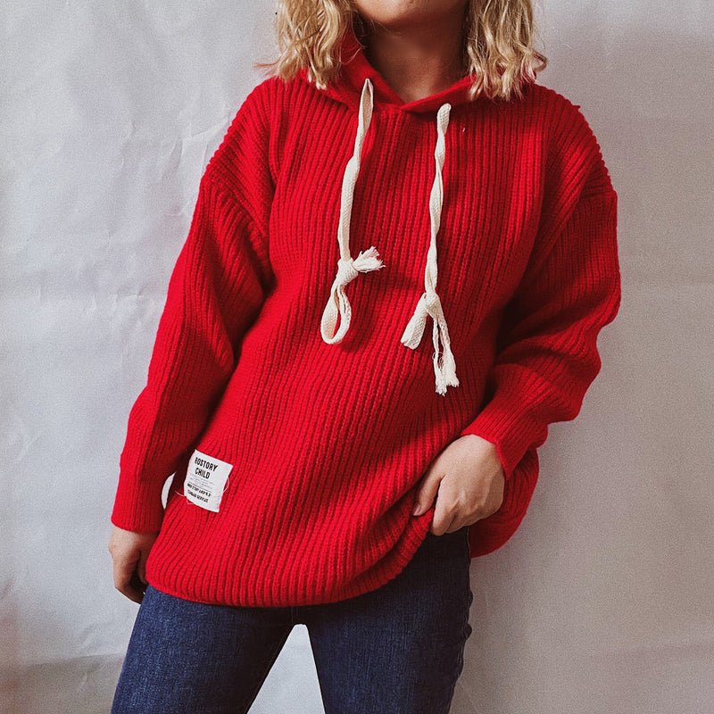 Thickened Solid Warm Hooded Loose Pullover Sweater